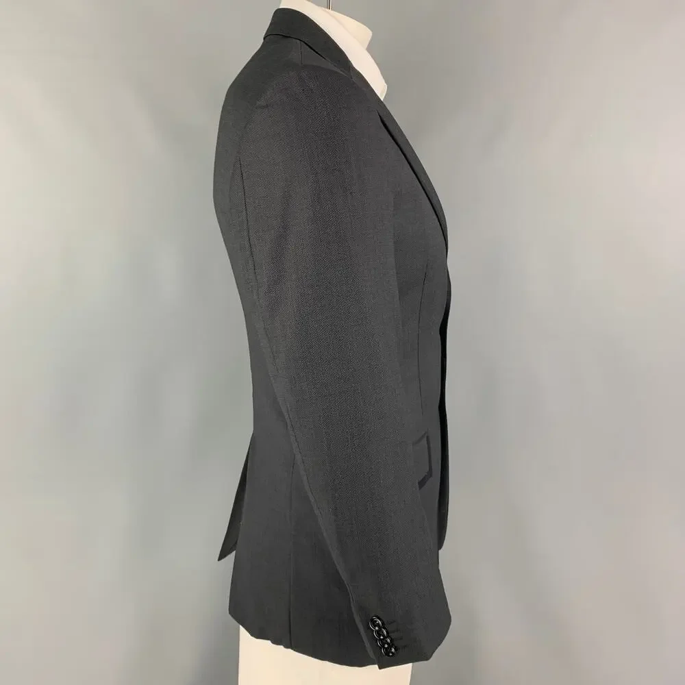 VERSACE COLLECTION Size 40 Charcoal Black Woven Wool Sport Coat